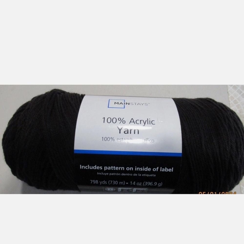 Mainstays Deep Black Acrylic Yarn 1 Skein